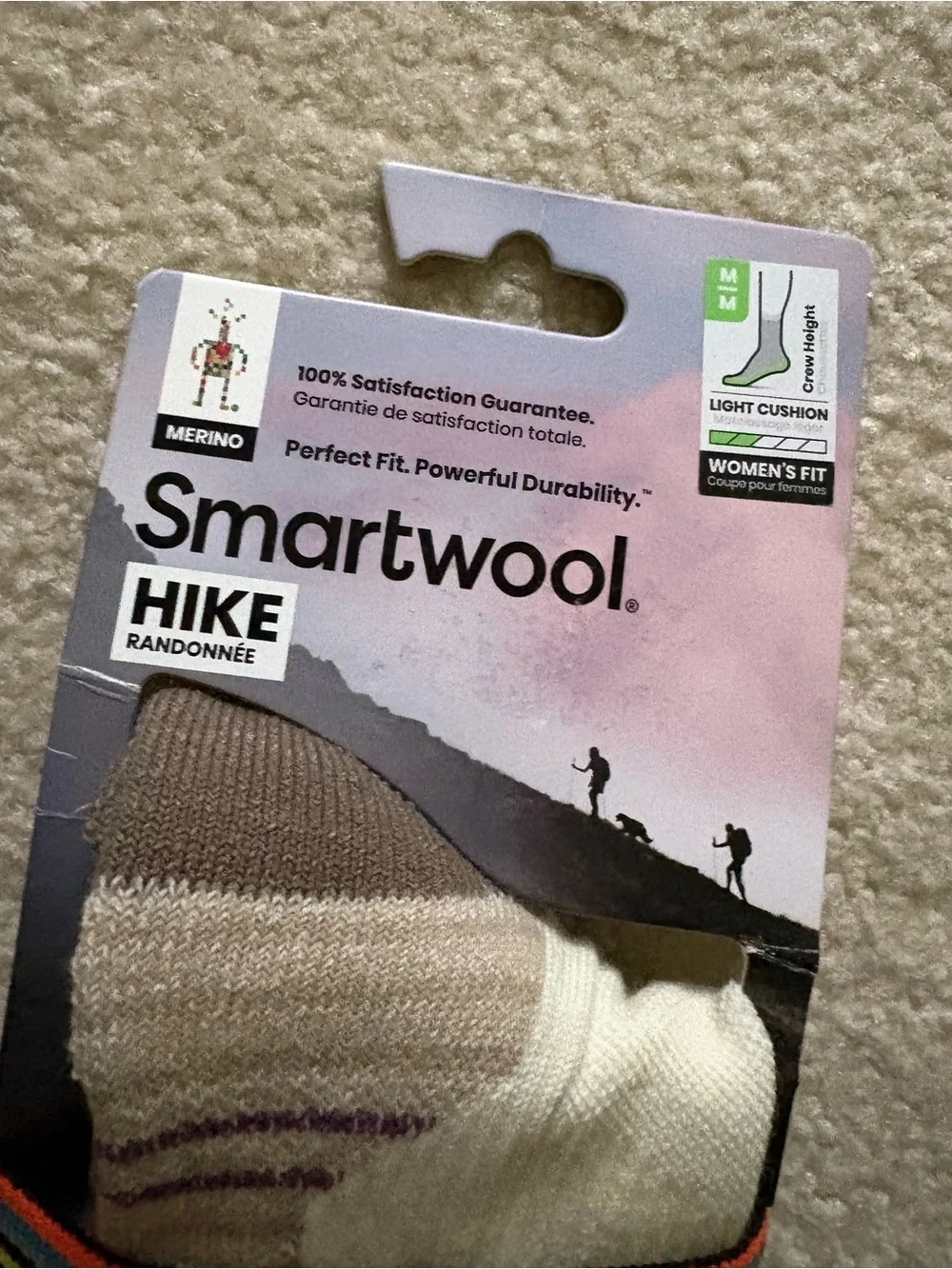 NWT 2 Pairs of SmartWool Women's Hike Light Cushion Crew Socks. Size Medium.